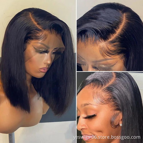 Wholesale Raw Indian Hair Short Bob Lace Wigs Human hair Swiss Hd Lace Frontal Closure Wig Cheap Lace Front Wig For Black Women